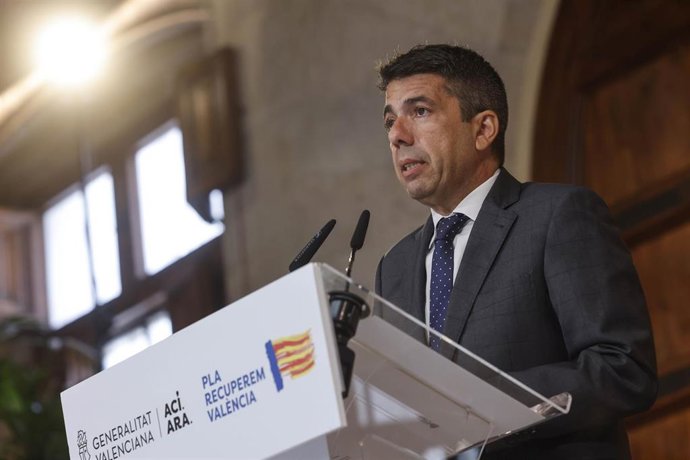 El 'president' de la Generalitat, Carlos Mazón, en una imagen de archivo en el Palau de la Generalitat