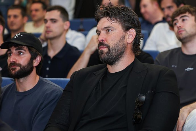 Marc Gasol no evento em que Sergio Llull anunciou que está deixando a equipe nacional espanhola.