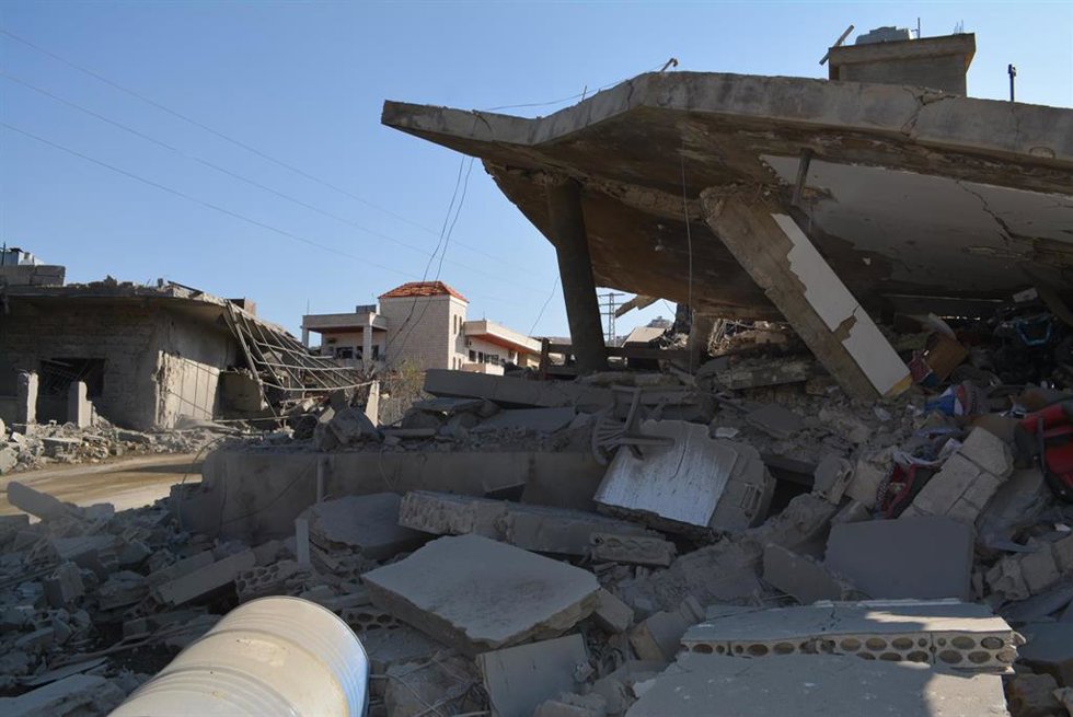 Archivo - Edificios derrumbados en Brital, Líbano, por bombardeos israelíes