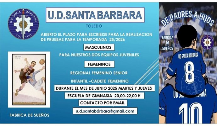 Cartel de las pruebas de la UD Santa Bárbara.