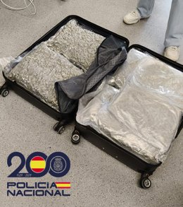 Detenido un hombre por llevar 24 kilos de marihuana en 22 bolsas envasadas al vacío en Barcelona