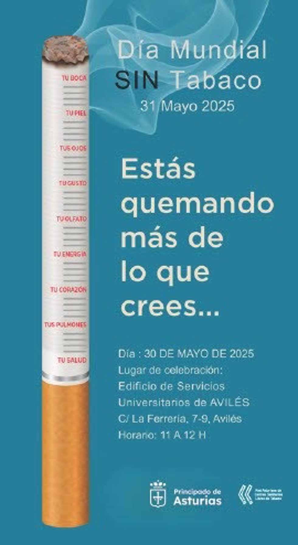 Cartel del Día Muncial sin Tabaco del 28 de mayo de 2025.