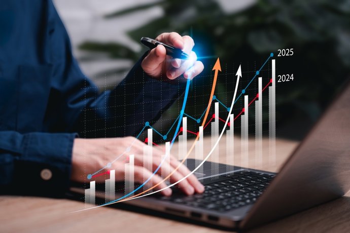 Gráfica de crecimiento empresarial.