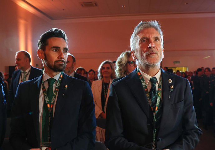 Archivo - El secretario de Estado de Seguridad, Rafael Pérez, en un acto junto al ministro del Interior, Fernando Grande-Marlaska