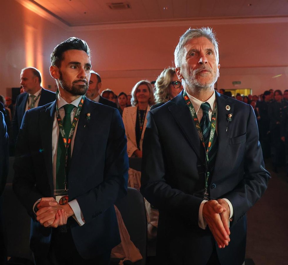 Archivo - El secretario de Estado de Seguridad, Rafael Pérez, en un acto junto al ministro del Interior, Fernando Grande-Marlaska