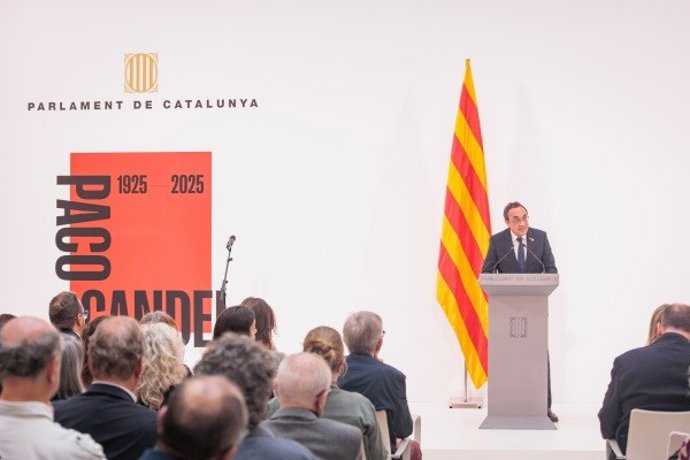 El presidente del Parlament, Josep Rull, durante su intervención.