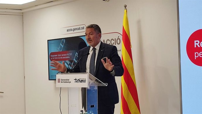 El conseller de Empresa y Trabajo, Miquel Sàmper, da a conocer el primer paquete de ayudas a la internacionalización de Acció frente a la crisis arancelaria