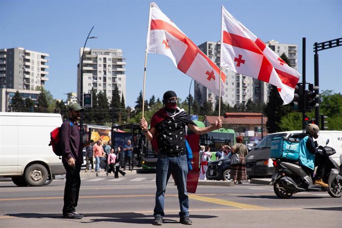 Archivo - Imagen de archivo de las protestsa en Tiflis, Georgia.