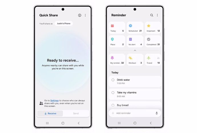 La aplicación 'Recordatorios' en One UI 8