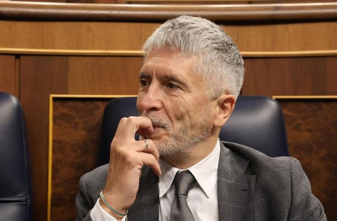 El ministro del Interior, Fernando Grande-Marlaska, durante una sesión de control al Gobierno, a 28 de mayo de 2025, en Madrid (España).