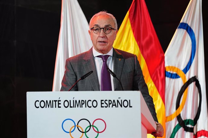 El presidente del Comité Olímpico Español (COE) tras ser reelegido en la Asamblea General Extraordinaria.
