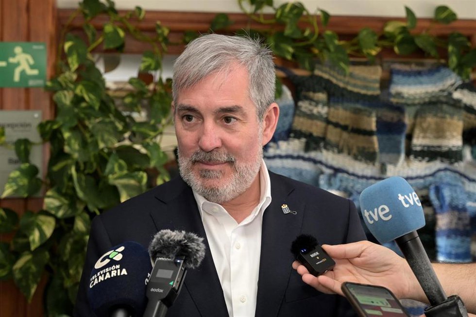El presidente del Gobierno de Canarias, Fernando Clavijo Batlle, durante una reunión oficial con eurodiputados