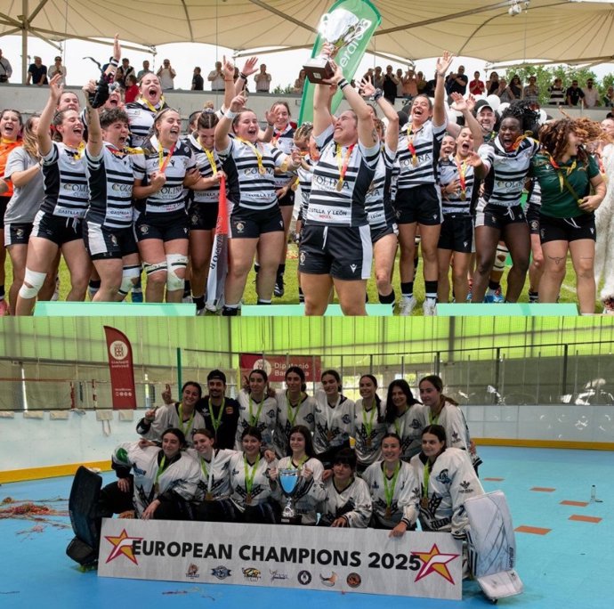 Los equipos del Colina Clínic El Salvador de Rugby y CPLV 'Panteras' de patinaje en línea.