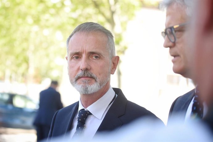 El expresidente de Indra Marc Mutra, a su salida de declarar como testigo en los Juzgados de Plaza de Castilla por el ‘caso Begoña Gómez’.