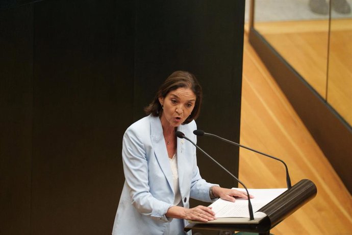 La portavoz del PSOE en el Ayuntamiento, Reyes Maroto, interviene durante un pleno en el Ayuntamiento de Madrid, a 27 de mayo de 2025, en Madrid (España).  