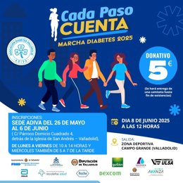 Cartel de la VIII Marcha Solidaria por la Diabetes de Valladolid.