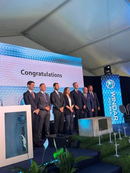 Instalación de la primera piedra de la nueva planta de eólica marina de Windar en Polonia.