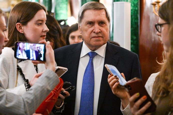 RUSSIA, MOSCOW - MAY 14, 2025: Yuri Ushakov, Aide to the President of Russia, attends a joint press conference given by President Vladimir Putin and Anwar Ibrahim, Prime Minister of Malaysia, following their meeting at the Moscow Kremlin