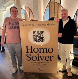 Francesc Miralles y Álex Rovira antes de la rueda de prensa de este miércoles