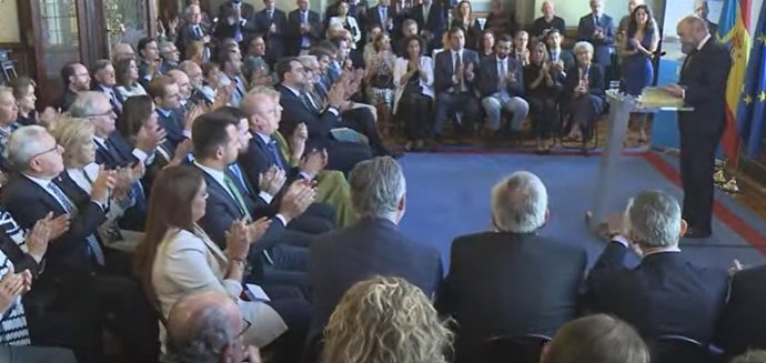 Juan Cofiño, en su intervención durante al homenaje a Sergio Marqués