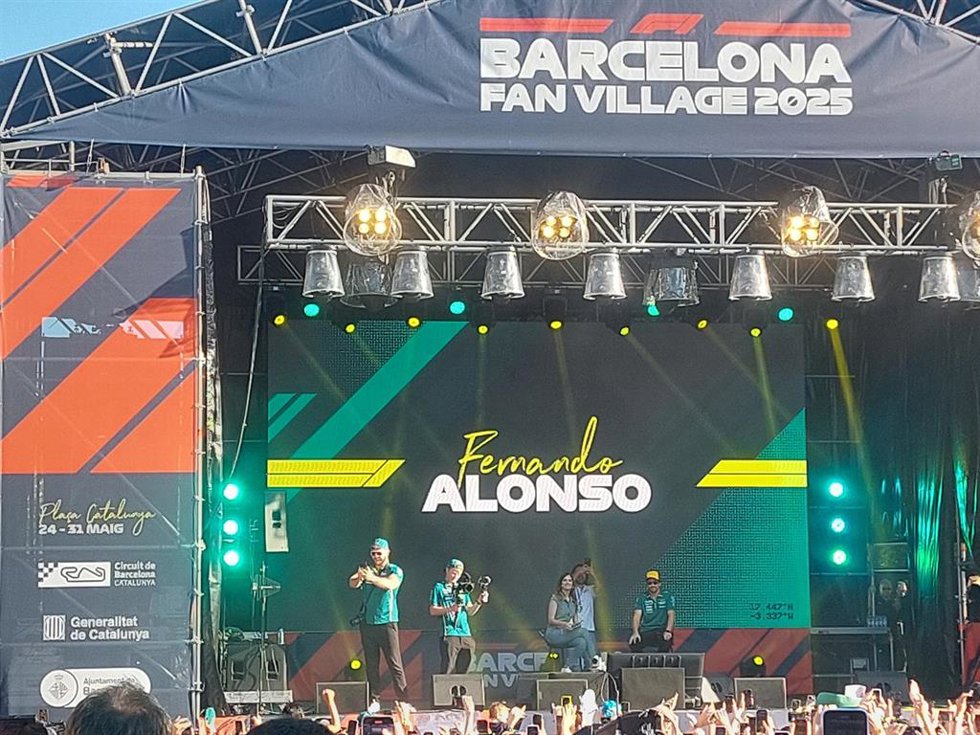 El piloto español Fernando Alonso durante el F1 Fan Forum