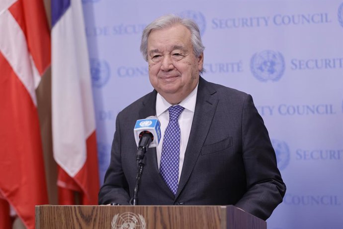 May 23, 2025, New York, Ny, USA: New York, NY/USA - May 23, 2025: United Nations Secretary-General Antonio Guterres held a press encounter at the United Nations Headquarters to address the worsening humanitarian situation in Gaza. The event took place at 