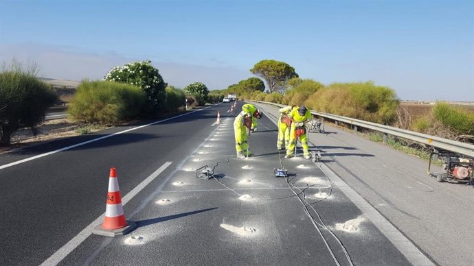 Obras de conservación de carreteras.