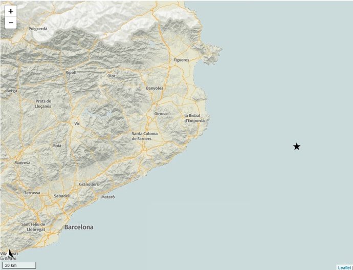 Captura de pantalla del punto donde se ha producido el terremoto