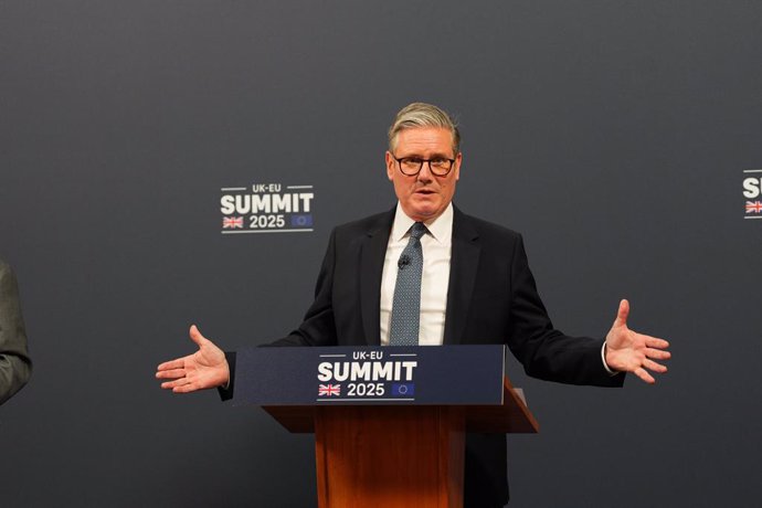 19 May 2025, United Kingdom, London: UK Prime Minister Keir Starmer speaks during a press conference at the end of the UK-EU Summit at Lancaster House. Photo: Carl Court/PA Wire/dpa