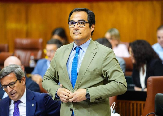 El consejero de Justicia, Administración Local y Función Pública, José Antonio Nieto, en el Pleno del Parlamento andaluz.
