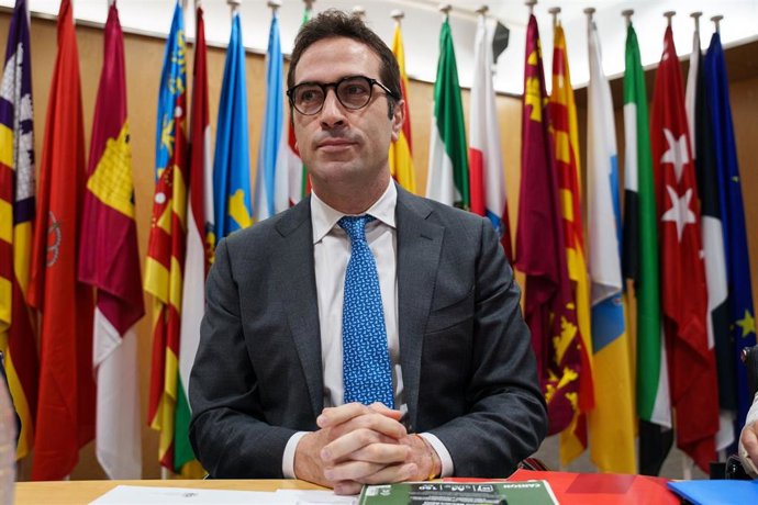 El ministro de Economía, Carlos Cuerpo, durante el Consejo Interterritorial de Internacionalización, en la sede del Ministerio, a 19 de mayo de 2025, en Madrid (España).