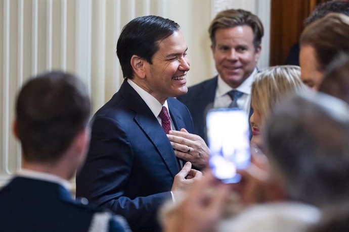 May 21, 2025, Washington, District Of Columbia, USA: United States Secretary of State Marco Rubio waits to join President Donald Trump in welcoming the 2025 NCAA Men's College Basketball Champions, the University of Florida Gators, to the East Room of the