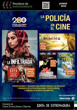 Cartel de programación en la Filmoteca de Extremadura