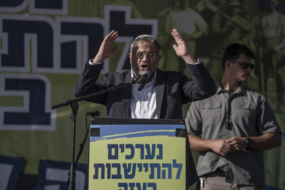 Archivo - El ministro de Seguridad Nacional de Israel, Itamar Ben Gvir, durante un discurso en octubre de 2024 (archivo)