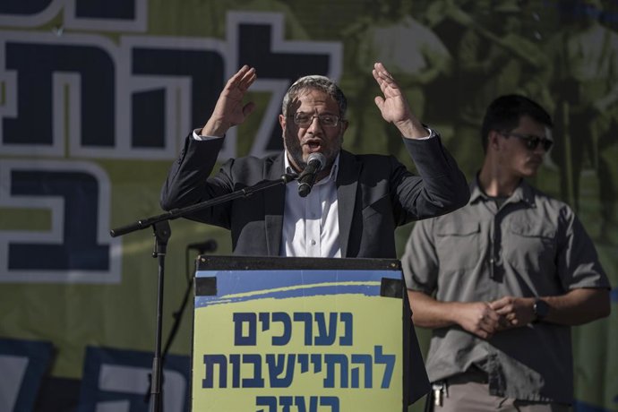Archivo - Arquivo - O Ministro da Segurança Nacional de Israel, Itamar Ben Gvir, durante um discurso em outubro de 2024 (arquivo)
