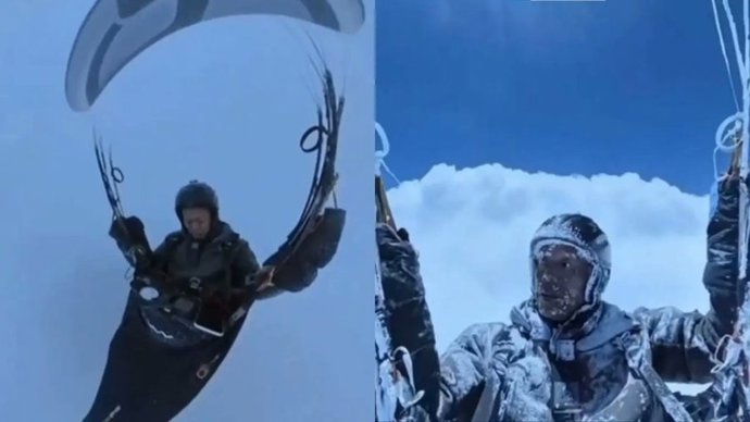 Sale a volar en parapente, una corriente lo eleva a 8.600 metros, sobrevive al frío extremo y acaba sancionado