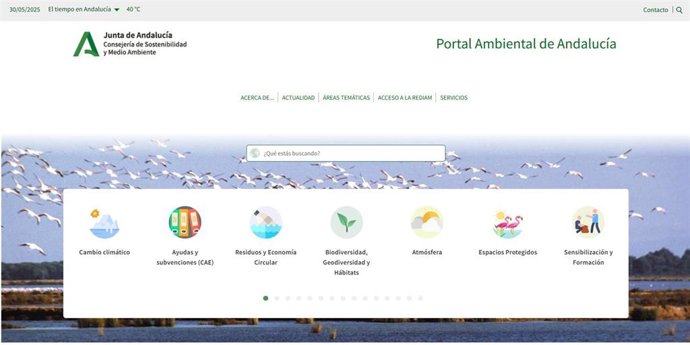 Imagen del portal sobre información ambiental de la Junta de Andalucía.