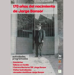 Cartel del 170 aniversario del nacimiento de Jorge Bonsor, fallecido en la localidad, impulsado por el Consistorio.