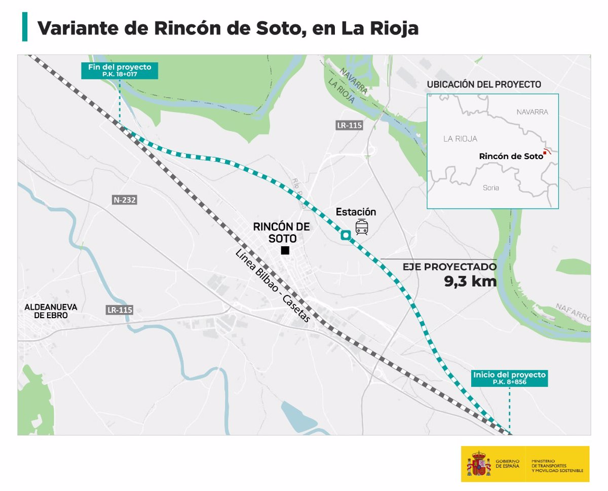 Transportes adjudica por 21,3 millones de euros el control del tráfico ferroviario en la Variante de Rincón de Soto
