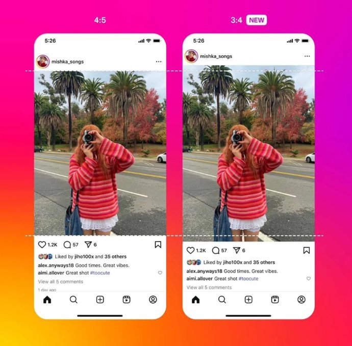 Nova grade para publicações no Instagram.