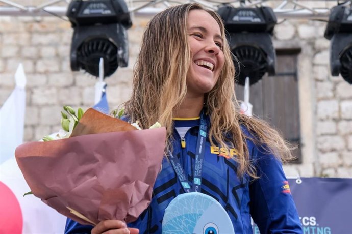 Paula Otero, durante el Campeonato de Europa de natación en aguas abiertas.