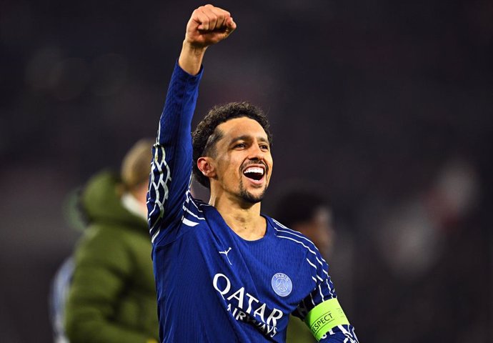 Archivo - 29 January 2025, Stuttgart: PSG's Marquinhos celebrates victory after the UEFA Champions League soccer match between VfB Stuttgart and Paris Saint-Germain at the MHPArena. Photo: Tom Weller/dpa
