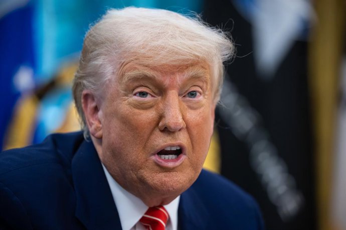 May 30, 2025, Washington, District Of Columbia, USA: United States President Donald J Trump, speaks as he participates in a Press Conference with Elon Musk, Chief Executive Officer, Tesla, SpaceX and X (previously known as Twitter) and Administrator, Depa