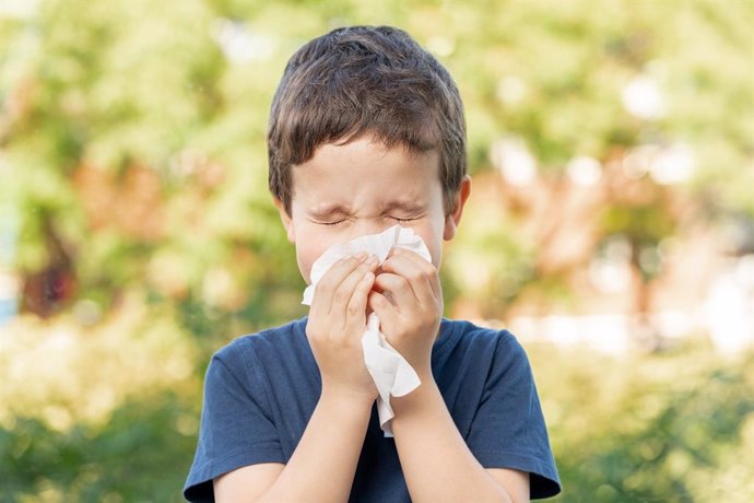Archivo - Niño con alergia al polen.