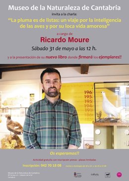 Cartel anunciador de la charla de Ricardo Moure en el Museo de la Naturaleza de Cantabria