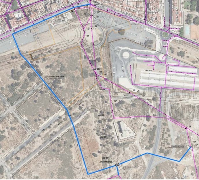 Zona de la obra a efectuar para el recinto de tormentas de Huelva.