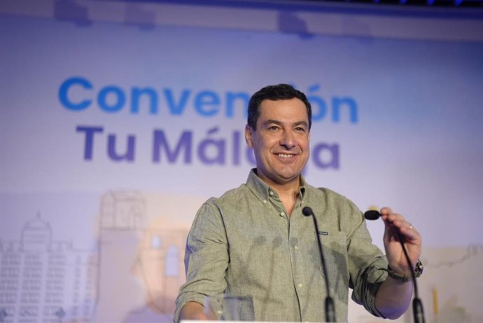 El presidente del PP de Andalucía y del Gobierno andaluz, Juanma Moreno, en Málaga.