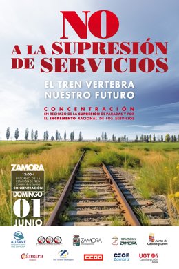 Concentración este domingo en Zamora bajo el lema 'No a la supresión de servicios. El tren vertebra nuestro futuro'