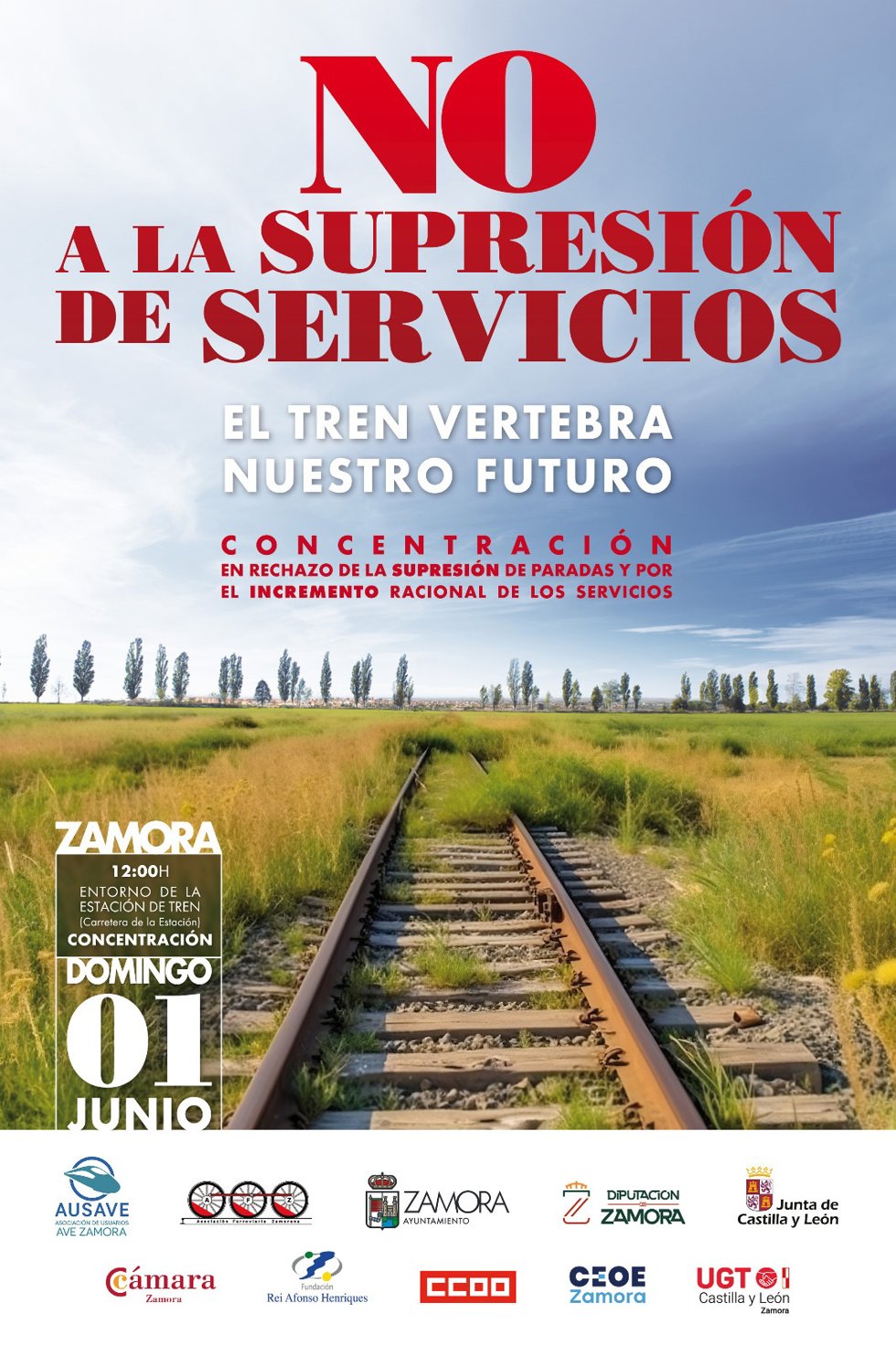 Concentración este domingo en Zamora bajo el lema 'No a la supresión de servicios. El tren vertebra nuestro futuro'