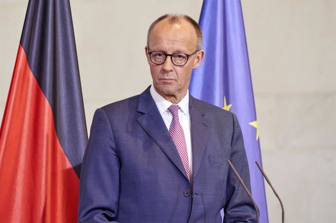 May 28, 2025, Berlin, Berlin, Deutschland: Friedrich Merz beim Empfang des Präsidenten der Ukraine mit militärischen Ehren und zu einem gemeinsamen Gespräch mit anschlieÃendem Pressestatement im Bundeskanzleramt. Berlin, 28.05.2025